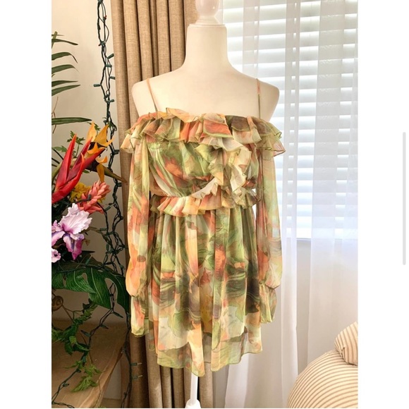 ❌SOLD❌ ZARA Ruffle Printed Tulle Dress - Picture 5 of 9